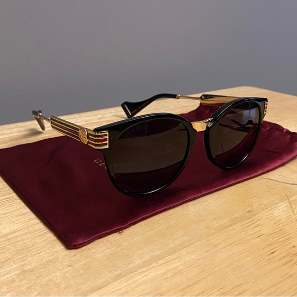 Gucci Black Sunglasses with Gold Accents